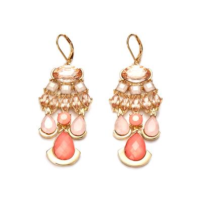 China New Developed Stylish Trendy Tonal Coral Stone Statement Dangle Earrings for sale