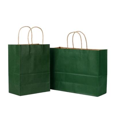 China Recyclable Cheap Recycled Printed Grocery Packaging Brown Gift Kraft Paper Bag With Handles In Stock for sale