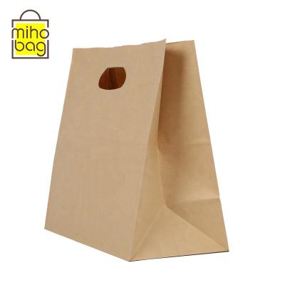 China Disposable Eco - Friendly Kraft Paper Food Packaging Bag With Die Cut Handle For Caterer for sale