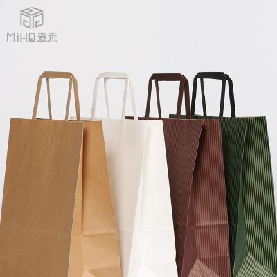 China Recyclable Handle Customized Design Shopping Gift Printed Flat Paper Kraft Paper Bag Package OEM FSC Accept Customized Logo Printing CN; SHG for sale