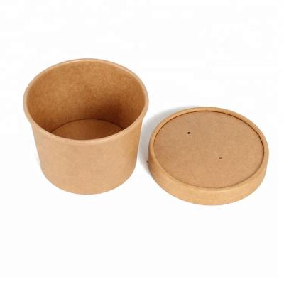 China Disposable ECO Kraft Paper Disposable Soup Cup With Lid for sale