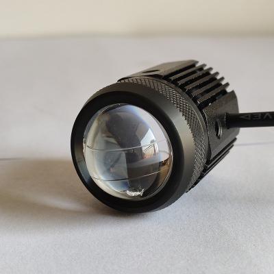 China Aluminum Alloy Motorcycle Strobe Spotlight LED Headlight Two Color Steel Cannon Small 12-65V Super Bright Waterproof High Low With Fan for sale