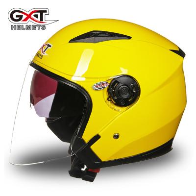 China Half With Mask Outdoor Sports Double Visor Blue Yellow Unique ABS Open Face The Material Motorcycle Cycling Helmet / Half for sale