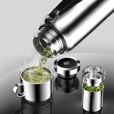 China Sustainable Large Capacity 316 Stainless Steel Temperature Measuring Tea-water Thermos Separation Smart Cup for sale