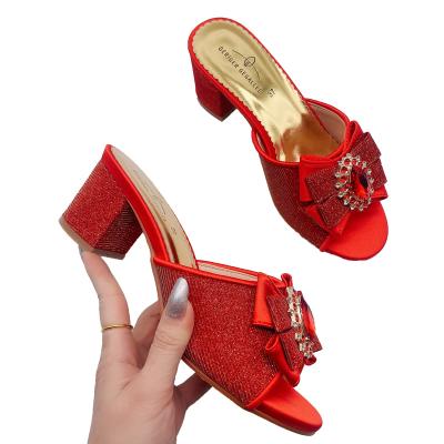 Chine Fashion Trend Wedding Dress Pumps Italian Women Shoe And Bag Set Matching High Heel Sandal Heeled Slippers à vendre