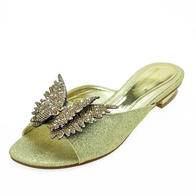 Chine OEM Golden Butterfly Flat Decor Women Slide 2018-1 Low Heels Slippers Ladies Shoes Flats à vendre