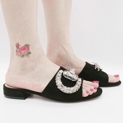 중국 Anti-odor OEM English Letter-d Wholesale Women's Slippers Shoes Suede Rhinestone Ladies Formal Slides 판매용