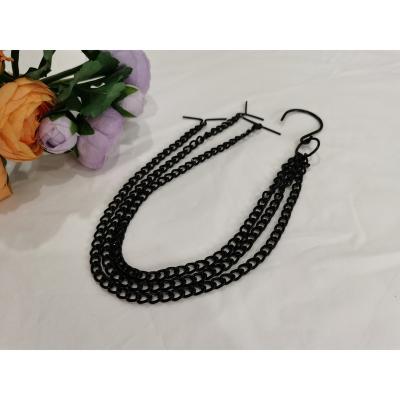 China Hot Sale Fashion Metal Factory Design 1.8mm Chain Factory Black Twisted Steel Hanging Basket Chains for sale