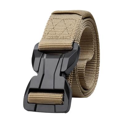 China Custom Comfortable Outdoor Military Adjustable Belt Polyester Fabric Adjustable Buckle Aluminum Alloy Logo Logo Belt Magnetic Buckle Belt for sale