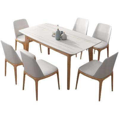 China Adjustable Scandinavian Minimalist Rock Slab Solid Wood Dining Table and Chairs (Others) Set for Small Apartment for sale