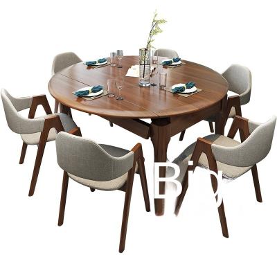 China Adjustable (Other) All Solid Wood Extending Small Scandinavian Modern Minimalist Dining Table And Chairs Set for sale