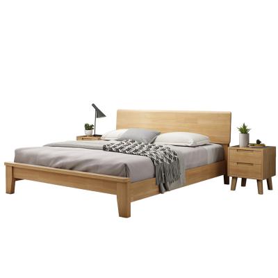 China Modern All Scandinavian Modern Multifunctional Beech Furniture Combination Double Bed Solid Wood Soft Leaning Bedroom for sale