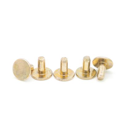 China Flat Head Solid Copper Rivets 3.4mmx19mm Steel Brass Rivet For Leather Belt for sale