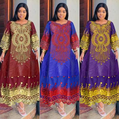 China Dashiki Clothing H and D Luxury African Bazin Dress for Women South Africa Elegant Ladies Nigerian Headtie Plus Size Long Dress for Wedding for sale