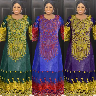 China Dashiki Clothing H and D New Bazin African Dress For Plus Size Nigerian Women South Africa Ladies Wedding Party Dresses Elegant Boubou With Headtie for sale