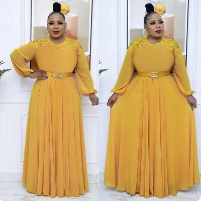 China Fashion Clothing H and D Shape African Plus Size Dresses For Women Casual Dashiki Dress With Belt Maxi Dress for sale