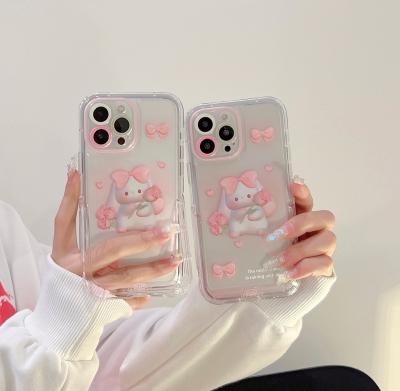 China Cute Creative Cute Pattern Invisible Shockproof Rabbit Soft TPU Shockproof Phone Case Phone Bracket Phone Case For iPhone 14 Pro Max for sale