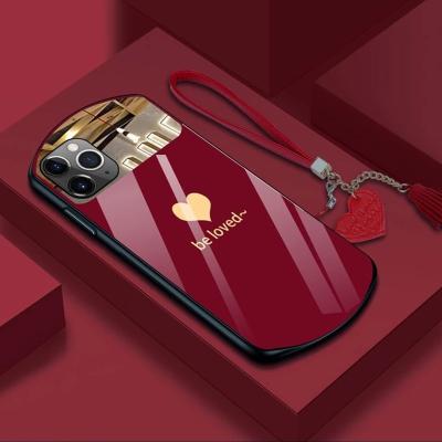 China Shockproof Luxury Cute Oval Heart Shaped Tempered Glass Phone Case For iPhone 13 12 11 pro Max XSmax for sale