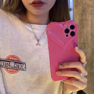 China Korean Cute Heart Shockproof Love Candy 3D Candy Bumper Phone Case For iPhone 11 12 8 pro XS X XR Se Max 7 Plus Glossy Soft Shockproof Back Cover for sale