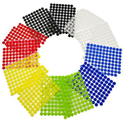 China 100% 1000Pairs/Roll 15mm Nylon Round White Black Colored Dots Viable Hook and Loop Dots Self Adhesive Fastener Tape for sale