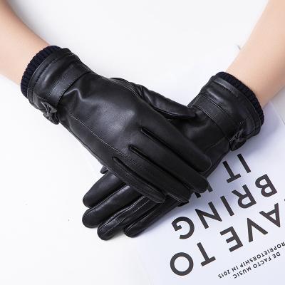 China Custom Thermal Women Hand Sheepskin Color Leather Gloves Windproof Warmer With Touch Screen for sale