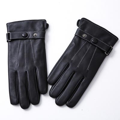 China Customization Cheap Mens Winter Windproof Black Leather Gloves Factory Price for sale