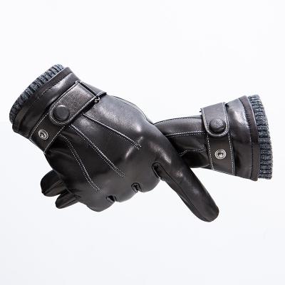 China New Warm Windproof Wool Lined Fashion Leather Gloves Men Customize Leather Gloves for sale