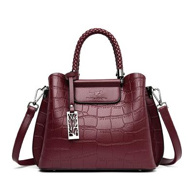 China Fashionable Leisure Crocodile Print Durable Handbag Large Volume Ladies Fashion Leather Bag Vintage Europe and America Shoulder Luxury Wallet 2021 for sale