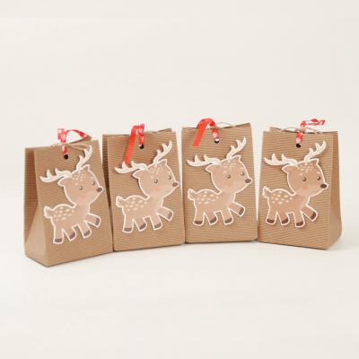 China Creative Deer Eco Friendly 260g Strip Kraft Paper Biodegradable Bags OEM ODM for sale