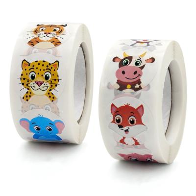 China A etiqueta feita sob encomenda do papel animal dos desenhos animados etiqueta 8*6*8cm para o material das crianças à venda