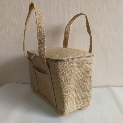 China Weight Capacity: 1KG Outdoor High Quality Large Capacity Portable Natural Jute Lunch Bag for sale