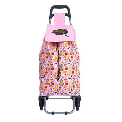 China Weight Capacity Most Popular Lightweight Shopping Trolley Travel Trolley Bag Portable Folding Fabric Shopping Cart for sale