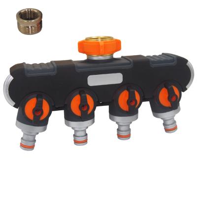 China Lawn Irrigation 4 Way Garden Hose Faucet Connector Splitter for sale