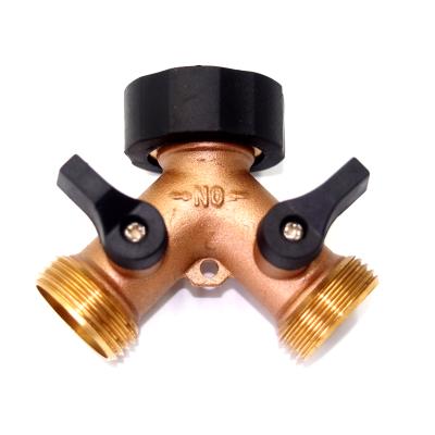 China Split A Brass Garden Water Hose Y 2 Tap Two Way Splitter for sale