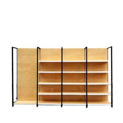 China 2021 strong and durable double sided new design retail shelving supermarket wooden shelves for sale