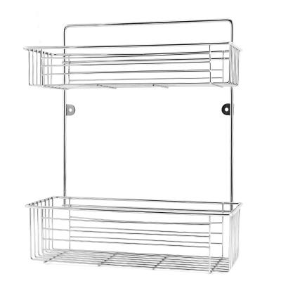 China Wall Mounted Type 304 stainless steel bathroom shelving double-level kitchen bathroom shelving for sale