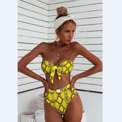 China Viable High Quality Bikini Slit Snake Print Swimsuit for sale