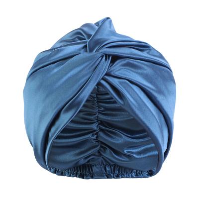 China Silk Striped Elastic Turbans Double Layer Satin Hood Hair Cover Sleep Hat Turban Silk Satin Hood Double Layer Turbans For Women for sale