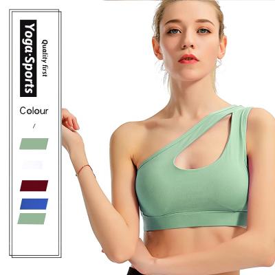 China Anti-Static Breathable Custom Breathable Bare Shoulder Yoga Bra Strap Multi Color Women One Tops Sports Yoga Bra for sale