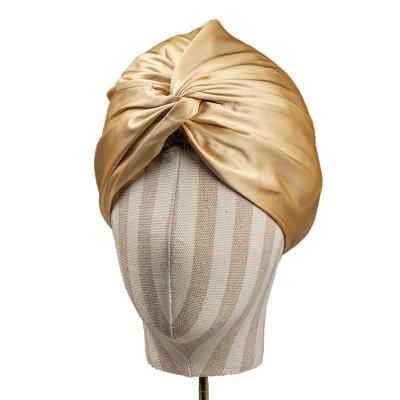 China 100% Adjustable Elastic Silk Cloth Hair Cover Sleep Cap Momme 6A-Grade Cowl 19 Mulberry Double Layer Turban Silk Hood Turbans For Women for sale