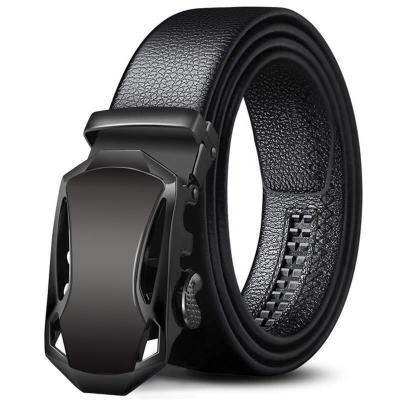 China Wholesale Fashion.Casual.Business DDA730 Male Goods Buckle Ratchet Business Single Sliding Buckle Belts Mens Black Grain Automatic Casual Leather Belts for sale