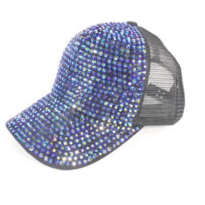 China JOINT Custom Your Own Logo Glossy Gorras Adjustable Outdoor Stage Leisure Hats Sun Visor Tennis Full Rhinestone Baseball Caps for sale