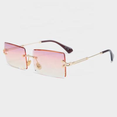 China Fashion Sunglasses Rimless Square Small Rectangle Women Sun Glasses For Women Brown Green Female 2020 Summer Style for sale