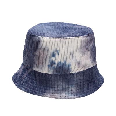 China Fashion Corduroy Bucket Hats Durable Tie Dye Foldable Reversible Winter Sun Sun Hat For Women for sale