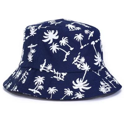 China Character coconut tree printing hats and bucket hats for summer for sale