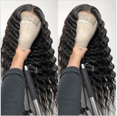 China Wholesale Silky Straight 100% Virgin Hair 26 30 Inch Deep Wave 13X6 Density Lace Frontal Wig 180 200% Deepwave Hd Transparent Lace Frontal for sale