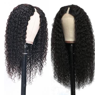 China 2021 New Arrival Afro Curly Wig, Glueless Raw Indian Curly Hair V Part Curly Thin Part Wig, Mix With Your Own Thin Hairline Part Wig for sale