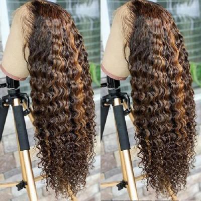 China Silky Straight Wave Deep Curly Wave Lace Front Wigs With Baby Hair , Glueless Cuticle Aligned Peruvian Hair Wigs Sample For Black Women for sale