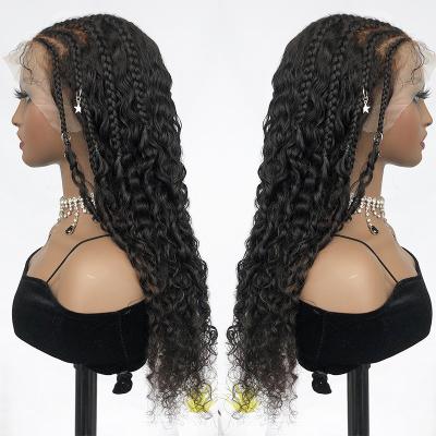 China Wholesale Body Wave Peruvian Hair Full Lace Front Water Wave Wigs HD 13x6 Full Braided Wigs Long Wigs With Baby Hair for sale