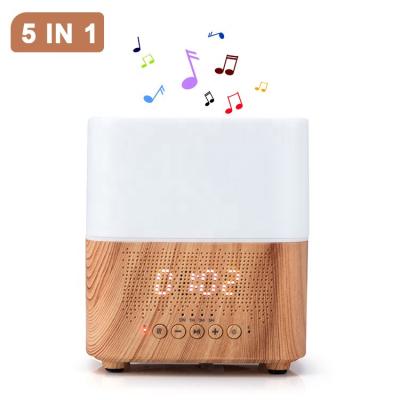 China 5 in 1 Essential Oil 2022 Wooden Aroma Diffuser Air Table Ultrasonic Cool Mist Led Humidifier with Speaker for sale